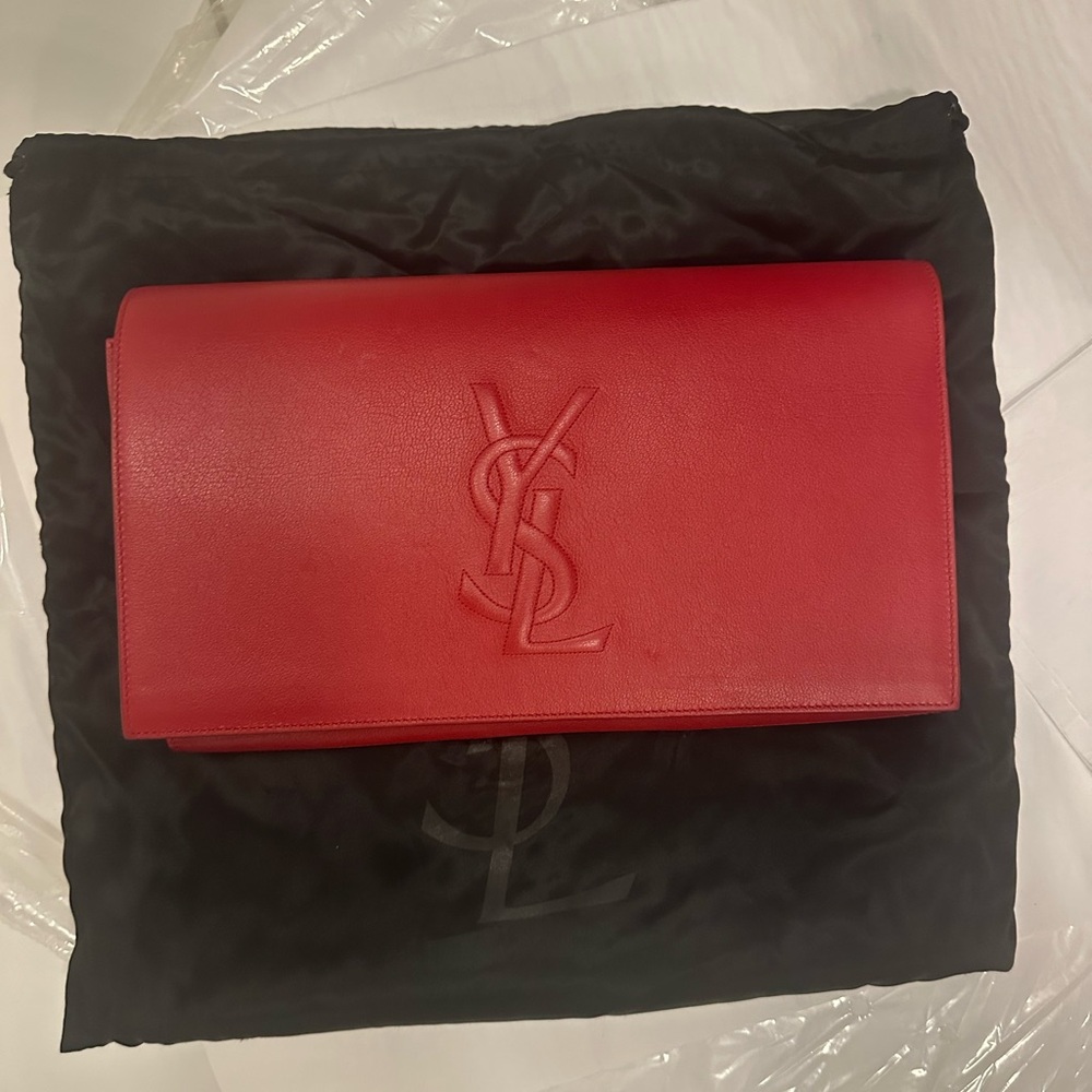 COPY - YSL red leather clutch